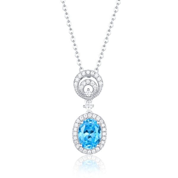 shiny pendant luxury 925 sterling silver jewelry zircon pendant necklace custom women