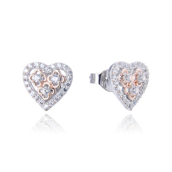 heart earring bling cz 925 sterling silver love heart shape earings stud for women