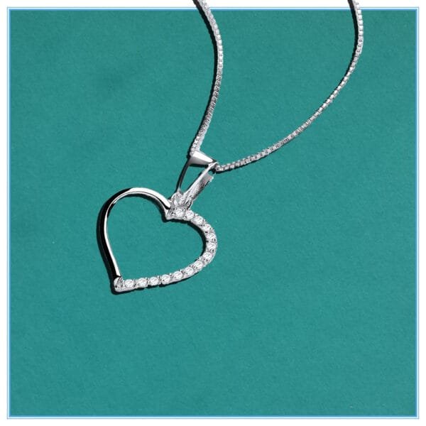 wholesale fashion jewelry 925 sterling silver cz stone heart shape pendant necklace