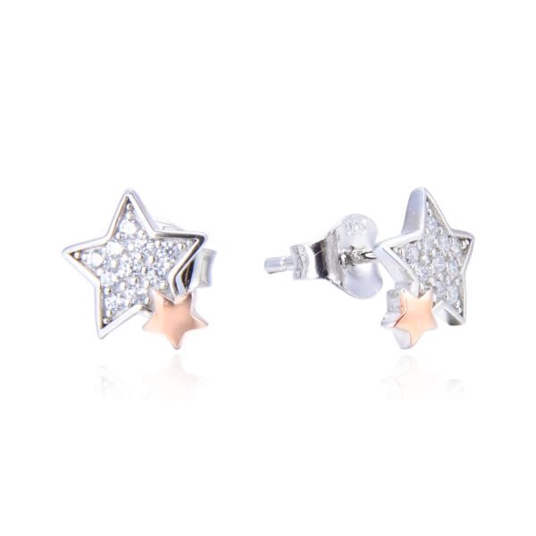 925 silver jewelry fashion star zircon earrings