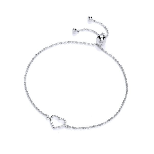 lovely 925 silver jewelry bracelet silver cz heart adjustable bracelet for gift women girl