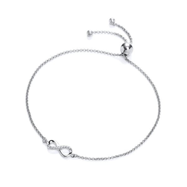 hotsale cz crystal infinity bracelet 925 silver adjustable eight shaped bracelets