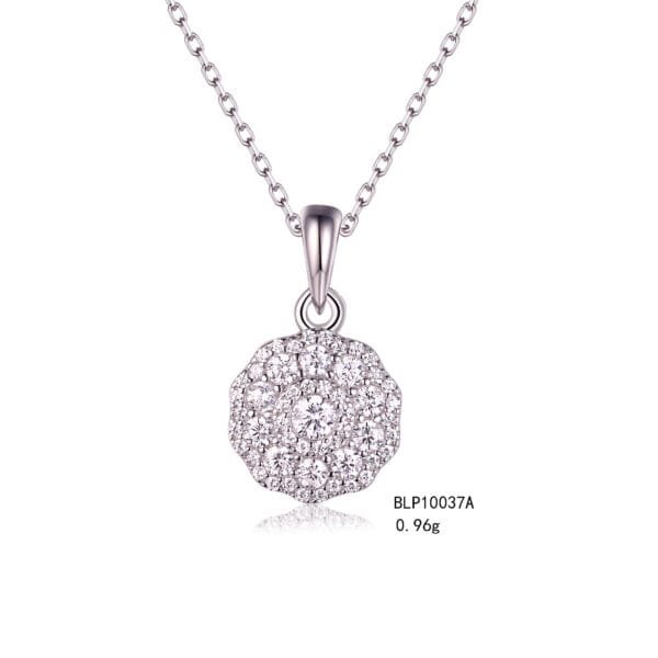 high quality custom pendant 925 sterling silver round cz stone fine jewelry pendant necklace for women