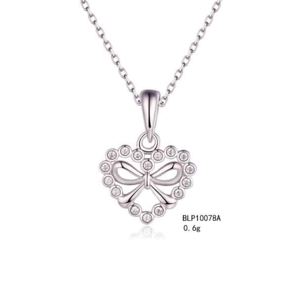 High Quality heart pendant CZ stone sterling silver chain necklace 925 jewelry
