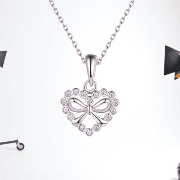 high quality heart pendant cz stone sterling silver chain necklace 925 jewelry