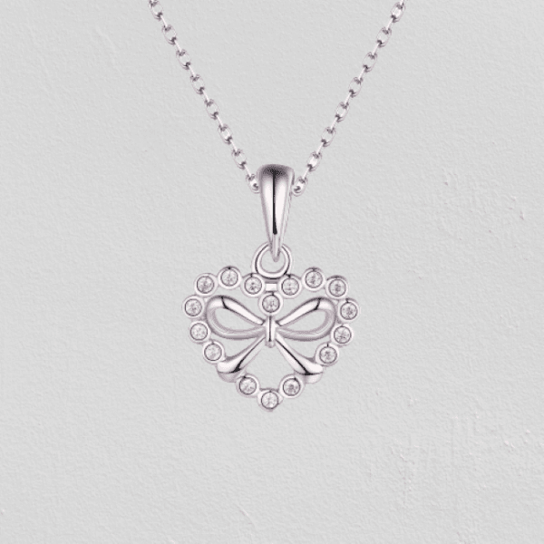 high quality heart pendant cz stone sterling silver chain necklace 925 jewelry
