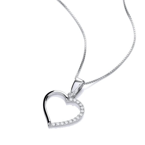 wholesale fashion jewelry 925 sterling silver cz stone heart shape pendant necklace