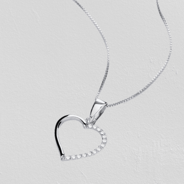 wholesale fashion jewelry 925 sterling silver cz stone heart shape pendant necklace
