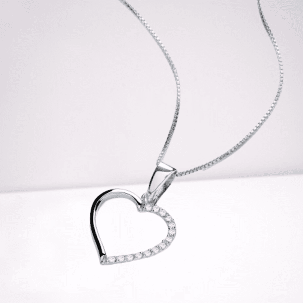 wholesale fashion jewelry 925 sterling silver cz stone heart shape pendant necklace