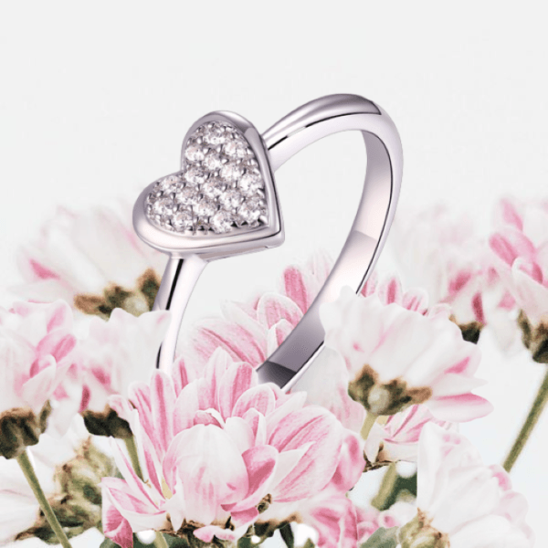 wholesale hot selling classics design custom jewelry 925 sterling silver rings heart ring for women