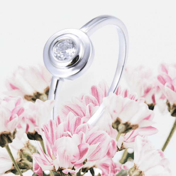 new fashion simple zircon ring s925 sterling silver ring platinum plated ring for female