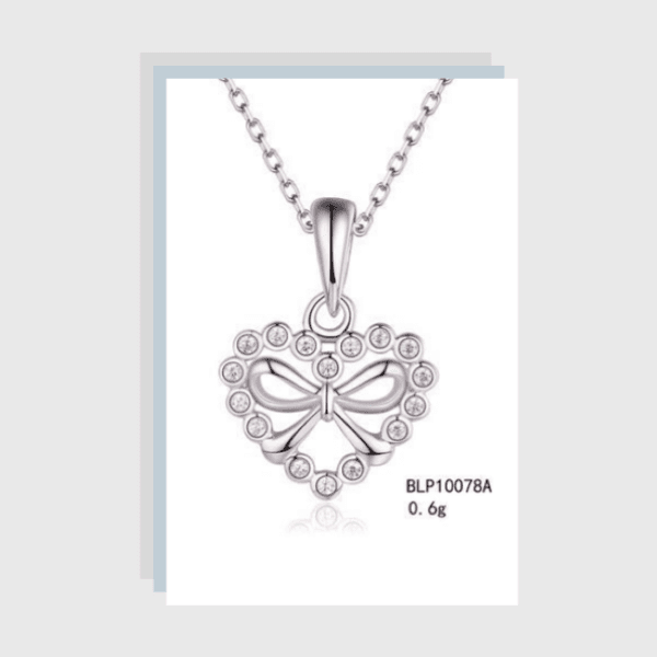 high quality heart pendant cz stone sterling silver chain necklace 925 jewelry