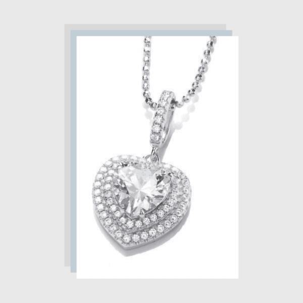 new fashion s925 sterling silver heart pendant necklace inlaid main stone pendant necklace