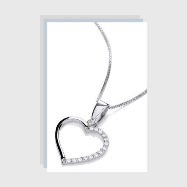 wholesale fashion jewelry 925 sterling silver cz stone heart shape pendant necklace