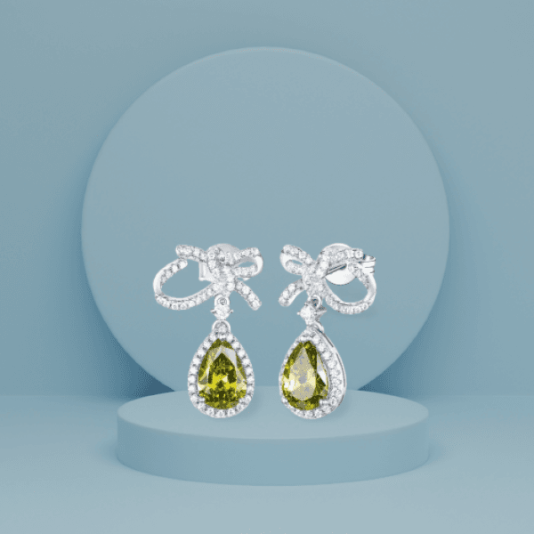 trendy women jewelry earrings cubic zirconia pear design stone earrings 925 sterling silver earrings women