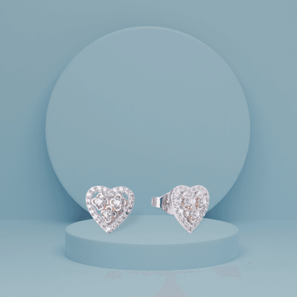 heart earring bling cz 925 sterling silver love heart shape earings stud for women