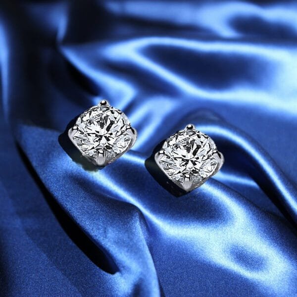 fashion jewelry cubic zirconia earrings 925 sterling silver jewelry cz round shape stud earrings