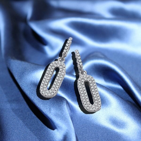 new female crystal rhinestone 925 silver jewelry zero shape drop earrings full bling cz stone dangle earrings